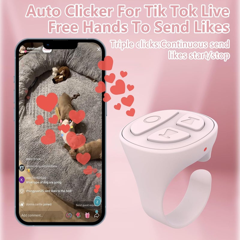 STDFORU TikTok Scrolling Ring, Bluetooth Camera Remote Control, Scrolling Ring for iPhone,TIK Tok, iPad, Android (Pink) - Image 3
